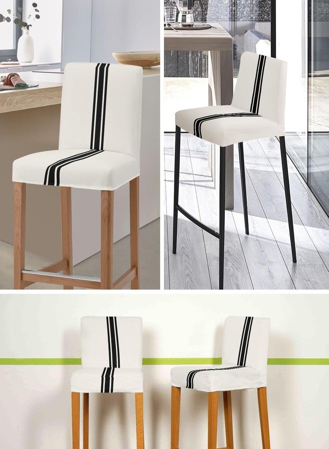 YOKOU Bar Stool Covers Set of 2,Christmas Black and White Stripe Rustic Farmhouse Style Countryside Stretch Removable Bar Stool Chair Covers,Counter Chairs Covers for Kitchen Dining Room - Image 5