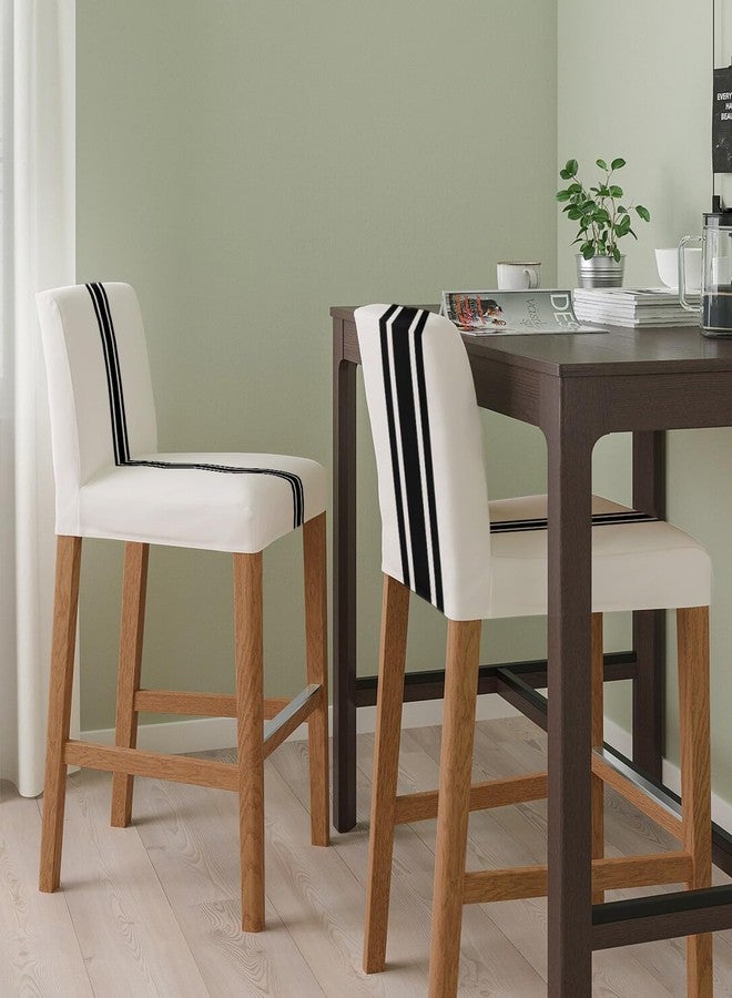 YOKOU Bar Stool Covers Set of 2,Christmas Black and White Stripe Rustic Farmhouse Style Countryside Stretch Removable Bar Stool Chair Covers,Counter Chairs Covers for Kitchen Dining Room - Image 2