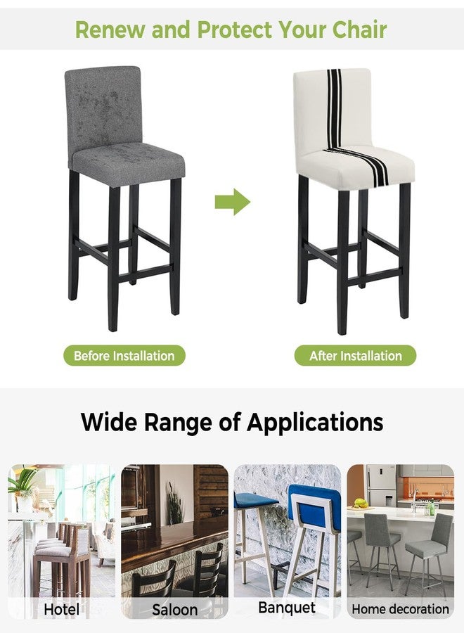 YOKOU Bar Stool Covers Set of 2,Christmas Black and White Stripe Rustic Farmhouse Style Countryside Stretch Removable Bar Stool Chair Covers,Counter Chairs Covers for Kitchen Dining Room - Image 3