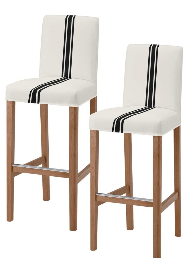YOKOU Bar Stool Covers Set of 2,Christmas Black and White Stripe Rustic Farmhouse Style Countryside Stretch Removable Bar Stool Chair Covers,Counter Chairs Covers for Kitchen Dining Room - Image 1