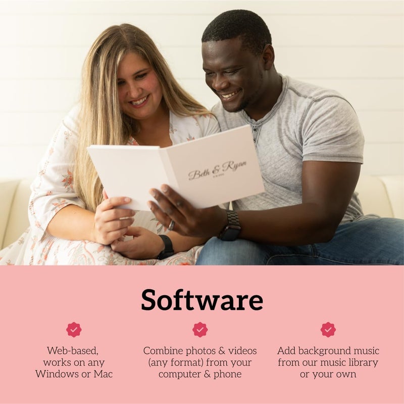 HEIRLOOM Video Book - 7" HD Screen for Custom Memory Gift - Wedding Birthday Anniversary Mother's Day - 1 Hour Video Photo Keepsake - USB Rechargeable - Hearts - Image 4