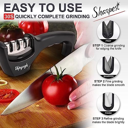 Upyogh 4-in-1 Knife Sharpener Kit,Manual 3-Stage Quality Kitchen Knife Accessories to Repair, Grind,Polish Blade,Professional Chaku Sharpening Strap Tool for Kitchen Steel Knives Sharpner (Pack of 1) - Image 5