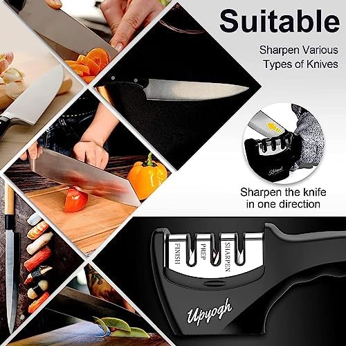 Upyogh 4-in-1 Knife Sharpener Kit,Manual 3-Stage Quality Kitchen Knife Accessories to Repair, Grind,Polish Blade,Professional Chaku Sharpening Strap Tool for Kitchen Steel Knives Sharpner (Pack of 1) - Image 4