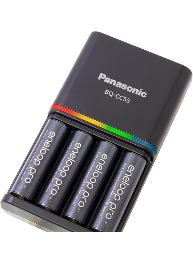 Panasonic Pro Charger With Pack Of 4 Aa 2550Mah Rechargeable Batteries, K-KJ55HCC40H - Image 4