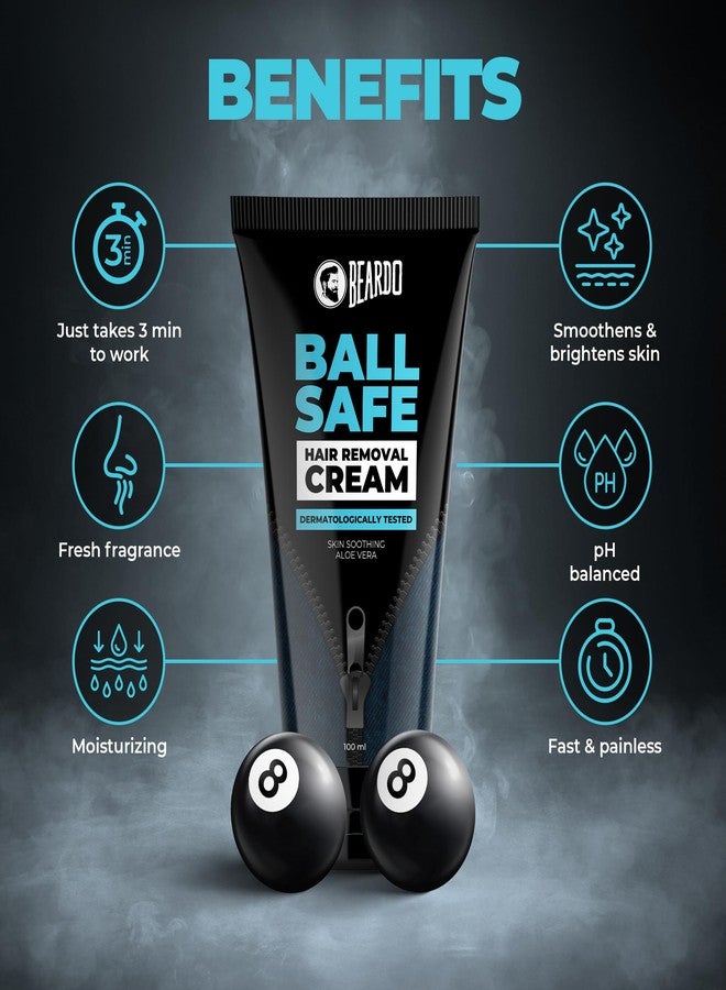 Beardo Ball Safe Hair Removal Cream | Intimate Hair Removal Cream for Men | Painless & Safe Hair Removal in Minutes | With Coconut Oil, Shea Butter & Aloe Vera for Smooth & Hydrated Skin | Dermatologically Tested - 100ml X 2(Pack of 2) - Image 3