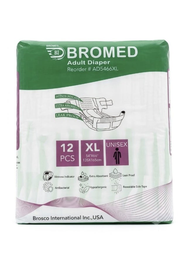 BROMED Adult Diaper For Unisex XL Size 12pcs