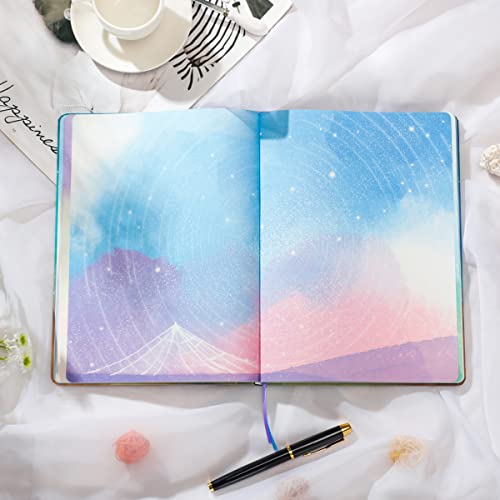 SIIXU Starry Sky Writing Journal for Women, Men, Unique Colorful Blank Notebook for Daily Notes, Gratitude, Dreams or Planning, 7.5” x 10.2", 160 Pages, 2 Bookmarks, Large, Hardcover, Unlined - Image 3