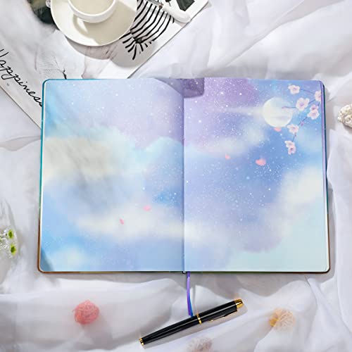 SIIXU Starry Sky Writing Journal for Women, Men, Unique Colorful Blank Notebook for Daily Notes, Gratitude, Dreams or Planning, 7.5” x 10.2", 160 Pages, 2 Bookmarks, Large, Hardcover, Unlined - Image 2