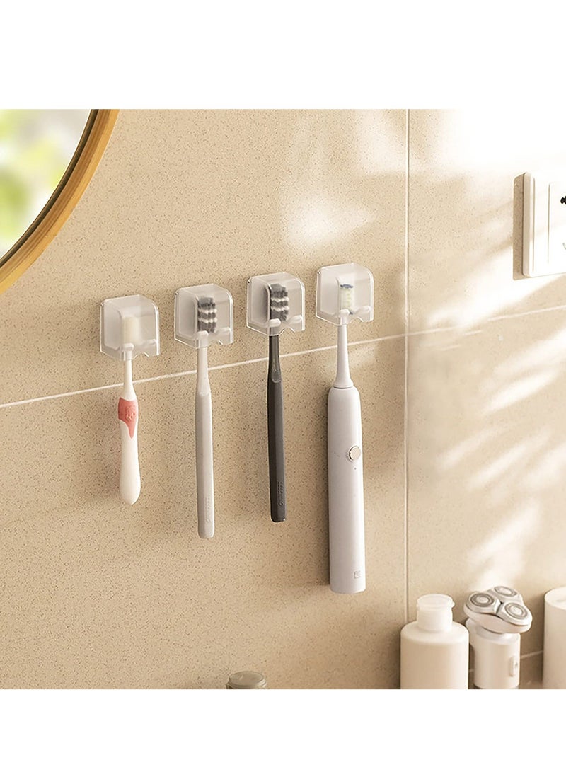 4 PCS Toothbrush Holder Wall Mounted with Cover, Self Adhesive Toothbrush Storage Organizer, Travel Toothbrush Head Covers Caps, Suitable for Travel, Camping, Bathroom, School - Image 4