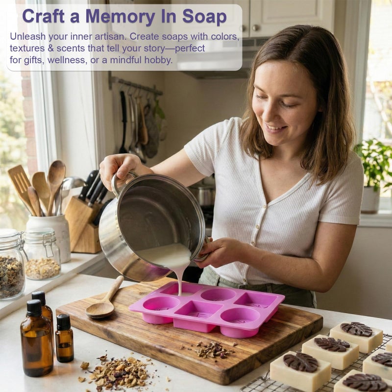 TIKMAX 102 Pcs Soap Making Mold Kit - 3 Silicone Molds, 48 Bags, 48 Gift Tags, 65ft Jute Twine, 2 Sisal Foaming Soap Bag Pouch for Handmade Craft Soaps, Jelly, Chocolate & Ice Cube Trays, DIY Wax Melts - Image 5