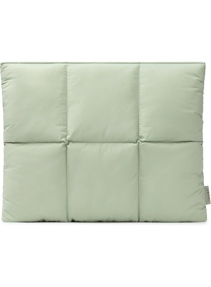 Comfyable Puffy Laptop Sleeve 13 Inch 14 Inch, Quilted Puffer Laptop Carrying Case, Pillow Case Compatible with MacBook Air M4 2025 M3 M2 M1, MacBook Pro M4 Pro/Max, Sage - Image 1