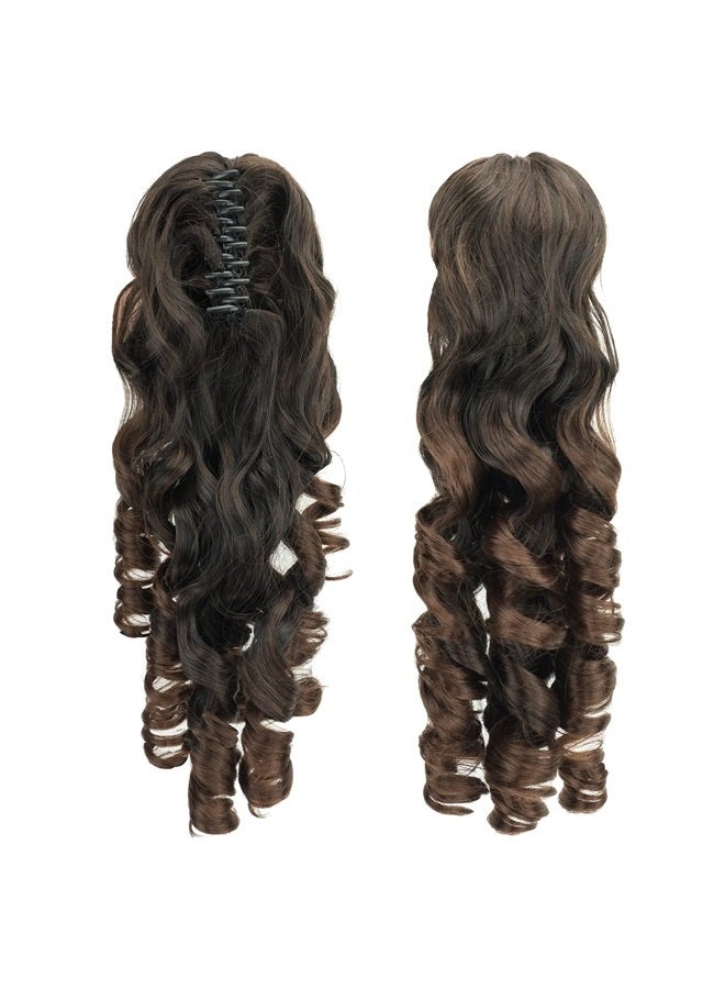 IMISSU Long Curly Claw Ponytail Clip On Hair Extension Pony Tail Hair Piece (Black Ombre Brown 1T33) - Image 1