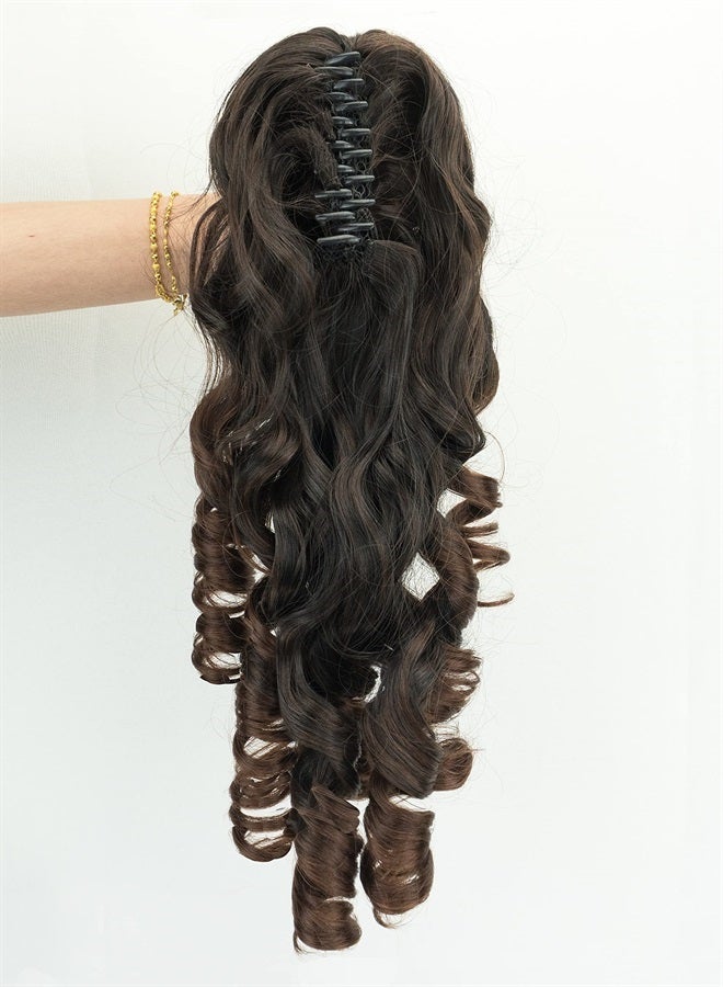 IMISSU Long Curly Claw Ponytail Clip On Hair Extension Pony Tail Hair Piece (Black Ombre Brown 1T33) - Image 3