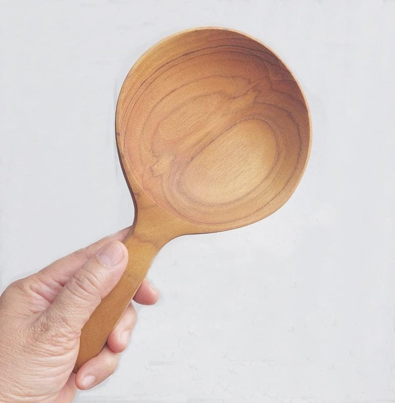 CoziNest Korean Boki Plate Boki Handheld Dish Wooden Spoon Plate with Handle Korean Style Teak wood Tableware Dining Table Countertop Home Dcor Eco Friendly Safe Serving Dish 5 x 925 in - Image 3