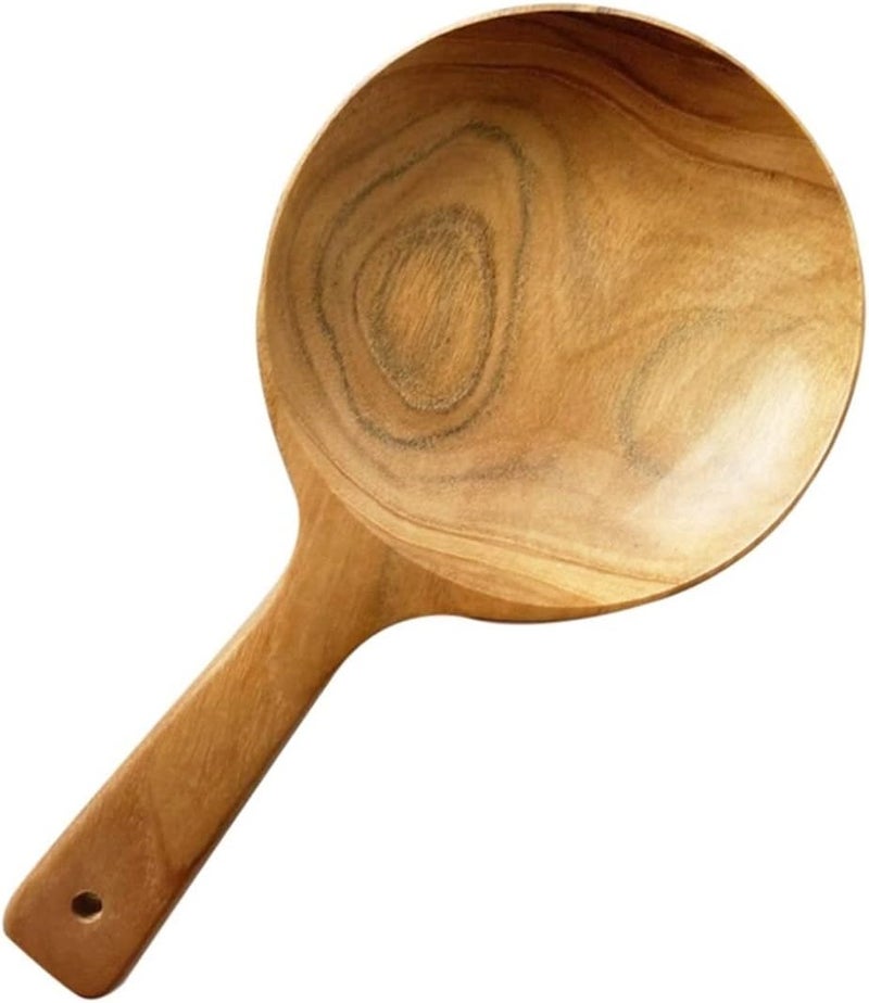 CoziNest Korean Boki Plate Boki Handheld Dish Wooden Spoon Plate with Handle Korean Style Teak wood Tableware Dining Table Countertop Home Dcor Eco Friendly Safe Serving Dish 5 x 925 in - Image 1