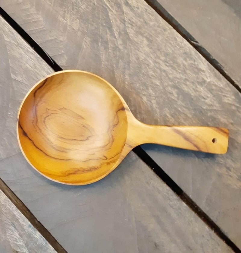 CoziNest Korean Boki Plate Boki Handheld Dish Wooden Spoon Plate with Handle Korean Style Teak wood Tableware Dining Table Countertop Home Dcor Eco Friendly Safe Serving Dish 5 x 925 in - Image 2