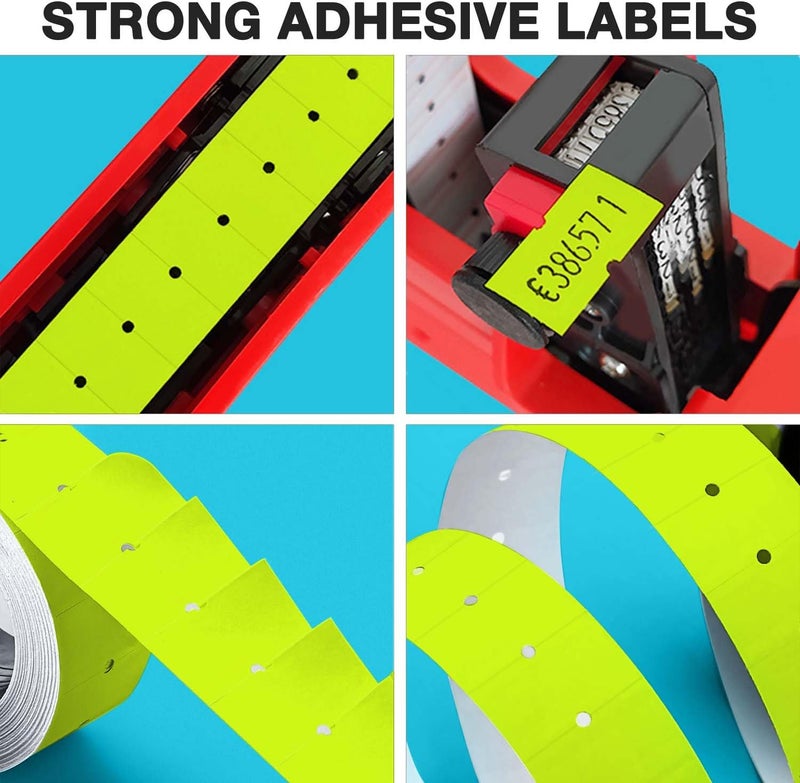 KPX 30 Rolls 15000pcs White Price Gun Labels for Mx-5500 Labeller White Pricemarker Stickers Plus 3 Piece Refill Ink Rolls (Yellow) - Image 5