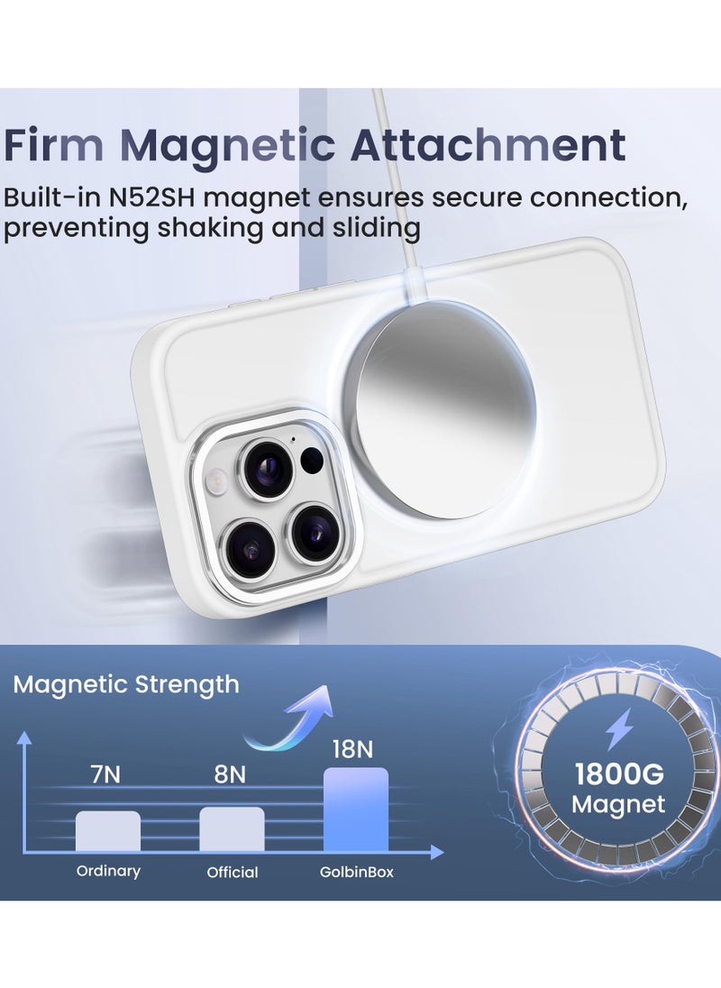 GolbinBox For iPhone 15 Pro Case Magsafe Compatible Built-in Invisible Kickstand Premium Drop Protection Scratch-Resistant Translucent Matte Hard Back Shockproof Protective Phone Case White  - Image 4
