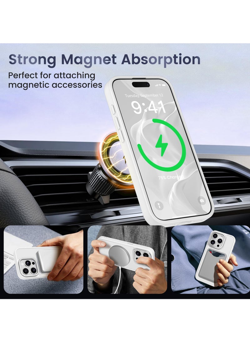 GolbinBox For iPhone 15 Pro Case Magsafe Compatible Built-in Invisible Kickstand Premium Drop Protection Scratch-Resistant Translucent Matte Hard Back Shockproof Protective Phone Case White  - Image 5