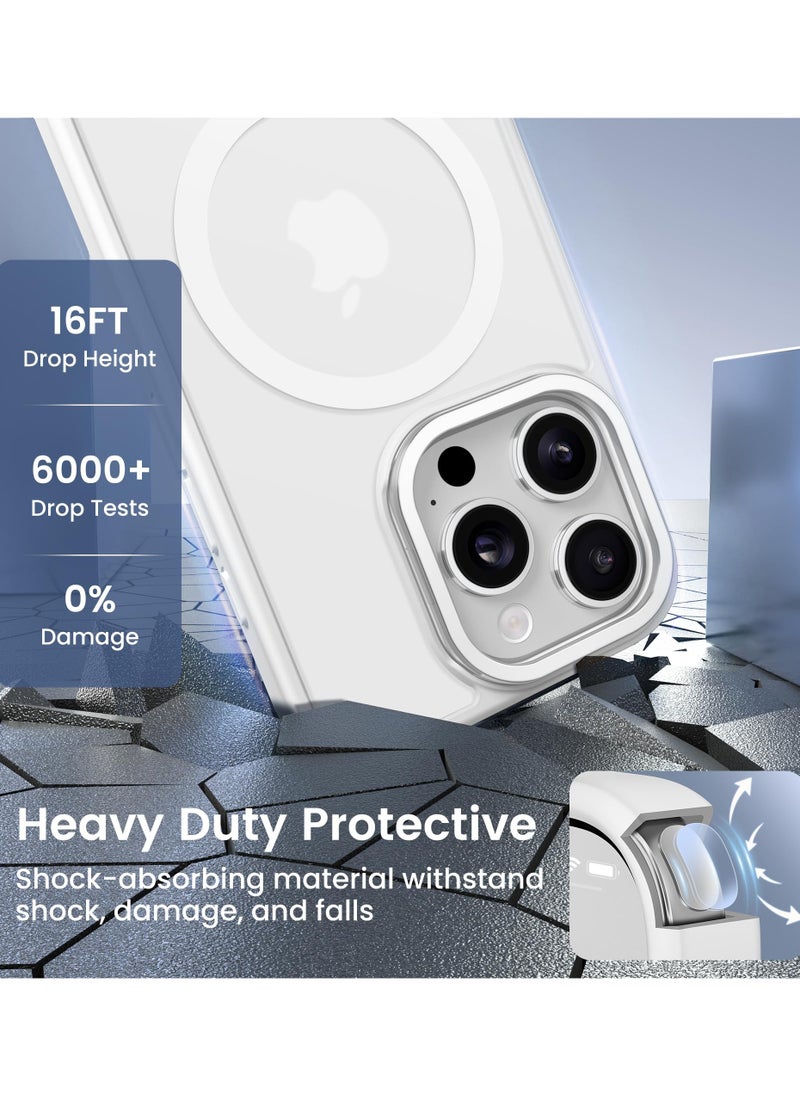 GolbinBox - For iPhone 15 Pro Case Magsafe Compatible Built-in Invisible Kickstand Premium Drop Protection Scratch-Resistant Translucent Matte Hard Back Shockproof Protective Phone Case White - Image 1
