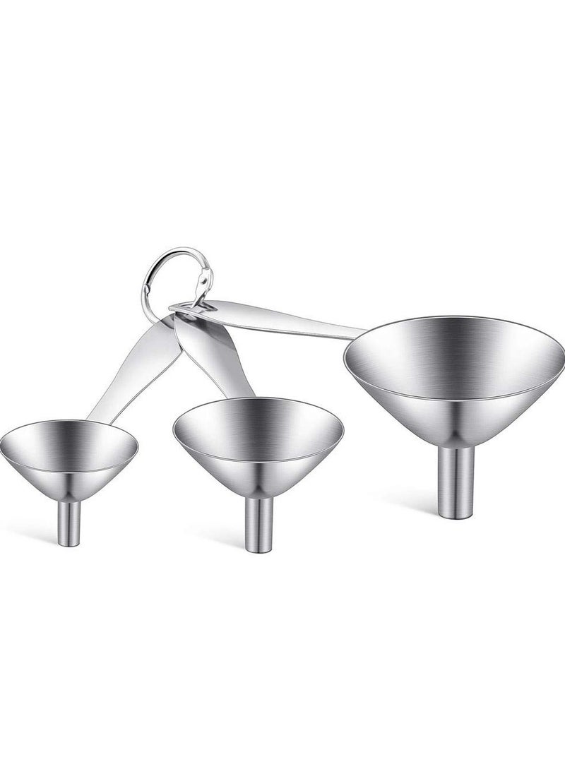 Generic Stainless Steel Funnel Three-piece Set Mini Small Funnel Vinaigrette Spice Essential Oil Filling Sauce Leak Home Oil Leak Wine  - Image 1