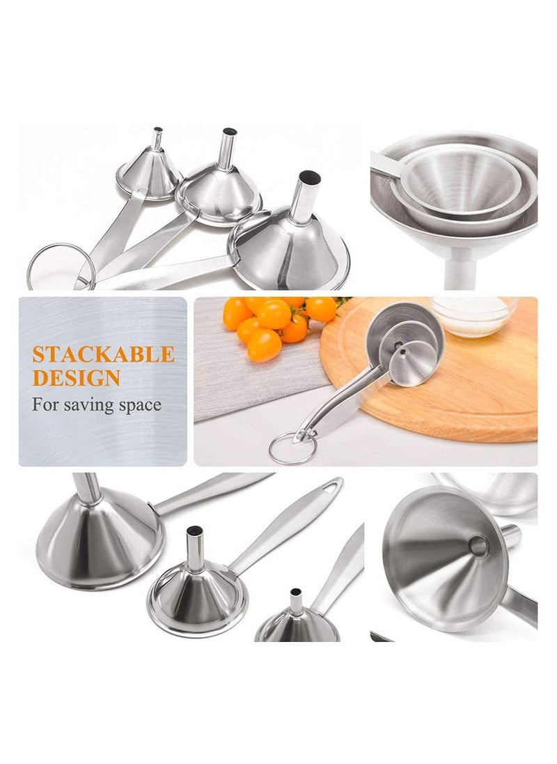 Generic Stainless Steel Funnel Three-piece Set Mini Small Funnel Vinaigrette Spice Essential Oil Filling Sauce Leak Home Oil Leak Wine  - Image 2
