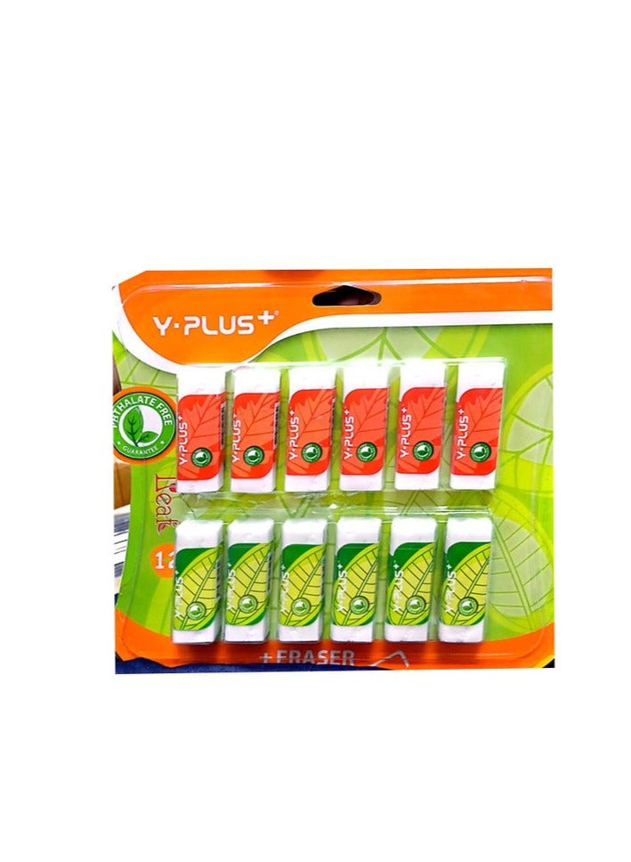 YPlus Y Plus+ 12-Pieces Eraser Set, White