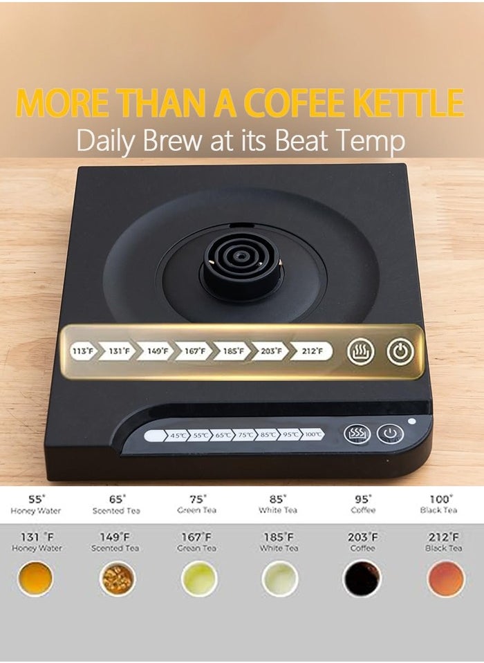 Joshberg Electric Gooseneck Kettle,304 Stainless Steel Electric Water Kettle & Coffee Kettle with Temperature Indicate, Constant Temperature, Auto Shut Off, Touch Screen Panel, 1000W Quick Heating,1L  - Image 3