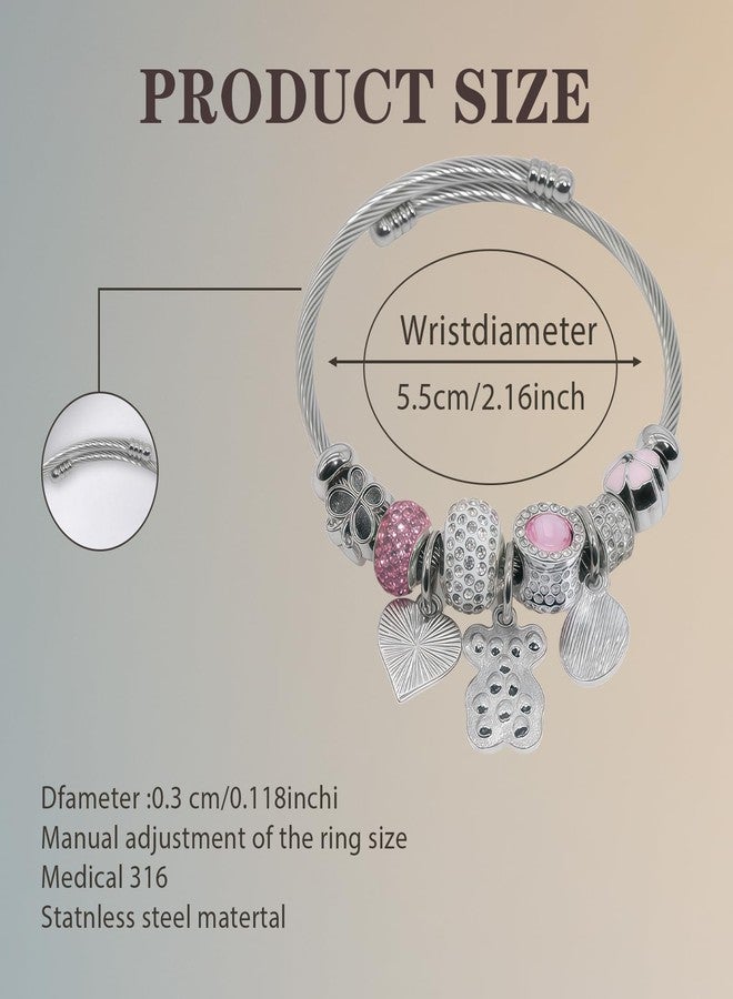 IUULOB Silver Women Bracelets - Adjustable Charm Bracelets for Women Birthday Gifts Favors Titanium Steel Bracelet Bundle Jewelry Kit, One Size, Stainless steel and Alloy, no gemstone - Image 5