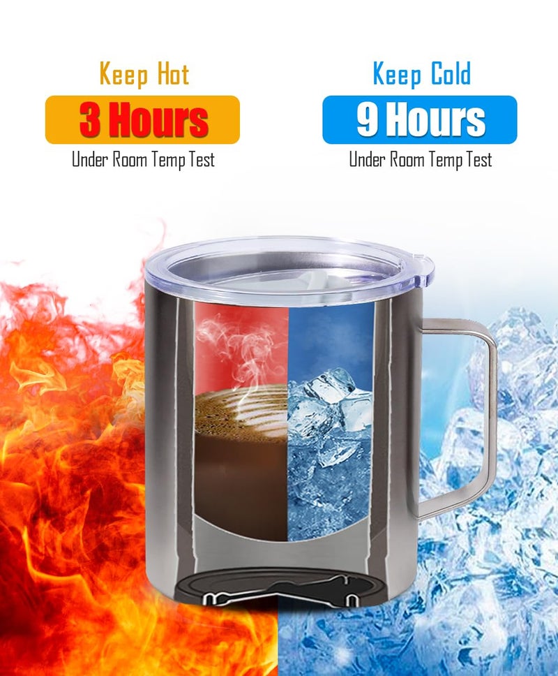 SUNWILL SUNWILL Insulated Coffee Mug with Lid  Stainless Steel Coffee Travel Mug  Coffee Cup with Handle 14oz for Home  Office  Camping  Powder Coated Iceberg  - Image 3