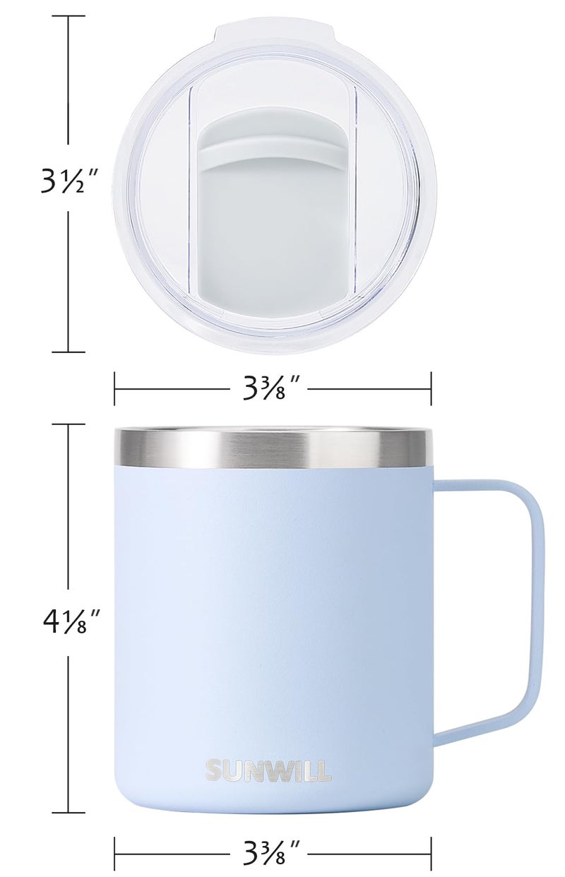 SUNWILL SUNWILL Insulated Coffee Mug with Lid  Stainless Steel Coffee Travel Mug  Coffee Cup with Handle 14oz for Home  Office  Camping  Powder Coated Iceberg  - Image 4
