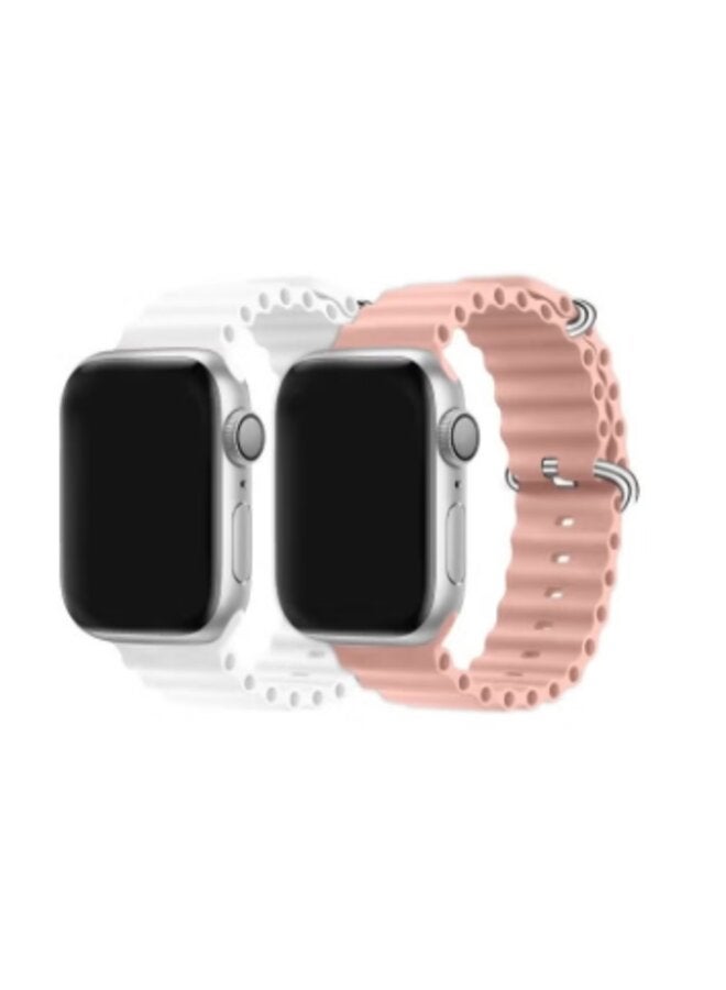 2Pack for Apple Watch Ocean Band 49mm 45mm 44mm 42mm Soft Silicone Loop Strap for iphone Watch Series For 1/2/3/4/5/6/SE/7/8 Ultra Multicolour - Image 1