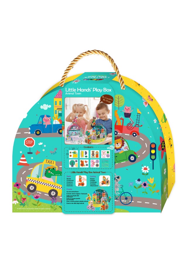 Avenir Little Hands Play Box - Animal Town Multicolour | 3D puzzle and laces to create an awesome bunny town | Ideal ages 3+ - Image 1