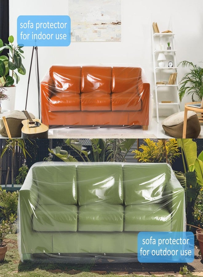 Belinlen 92W x 42D x 62/41H Inches Plastic Couch Covers - Dust-Proof Furniture Cover for Sofa, Heavy Duty Storage and Moving Bag, Renovation Protection (4mil Thickness) - Image 5
