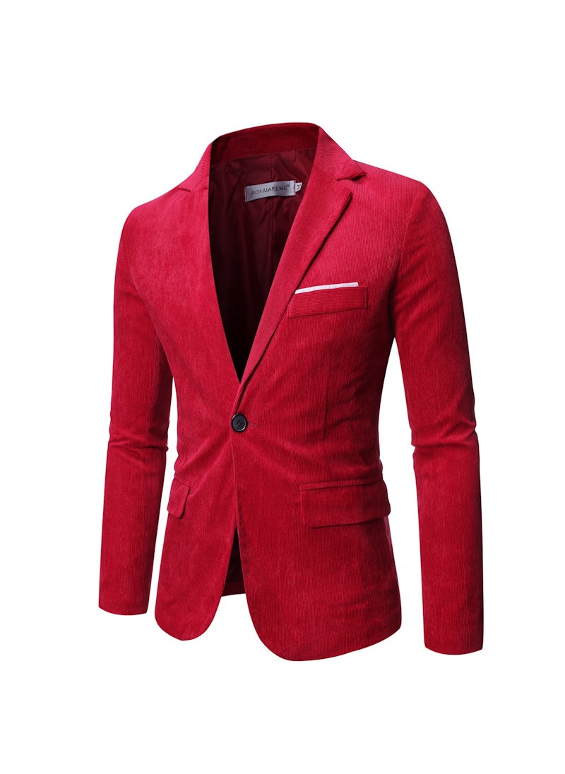 Generic Cross-border Ebay Fast-selling Mens Slim Fit Suit Smooths Your Silhouette Korean Business Casual Jacket Corduroy Clothes Navy blue  - Image 3