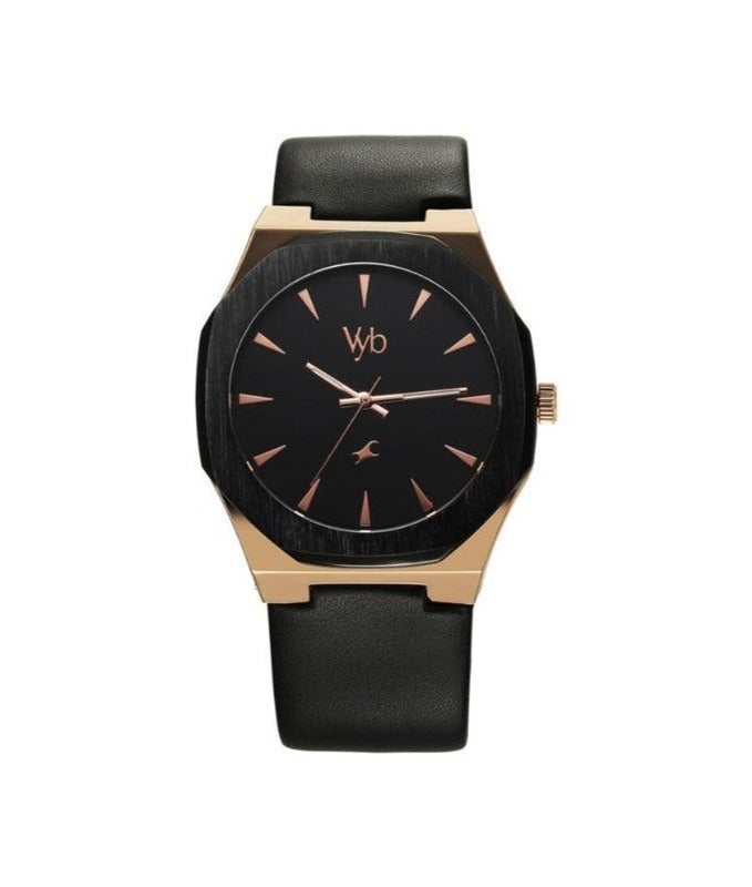 fastrack Vyb Challenger Fastrack By Titan Quartz Analog Black Dial & Leather Strap Watch For Men fv30013kl01w - Image 1