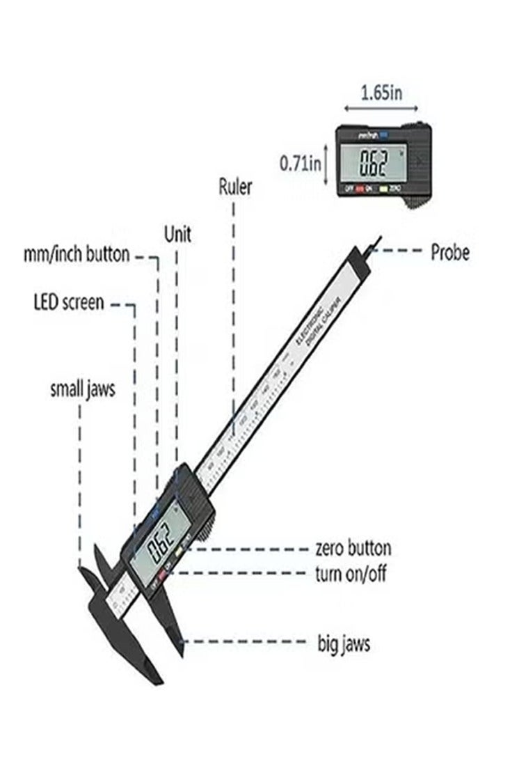 6 بوصة 150mm الإلكترونية الرقمية vernier كاليبر، مناسبة للاستخدام اليومي والمهني - Image 2