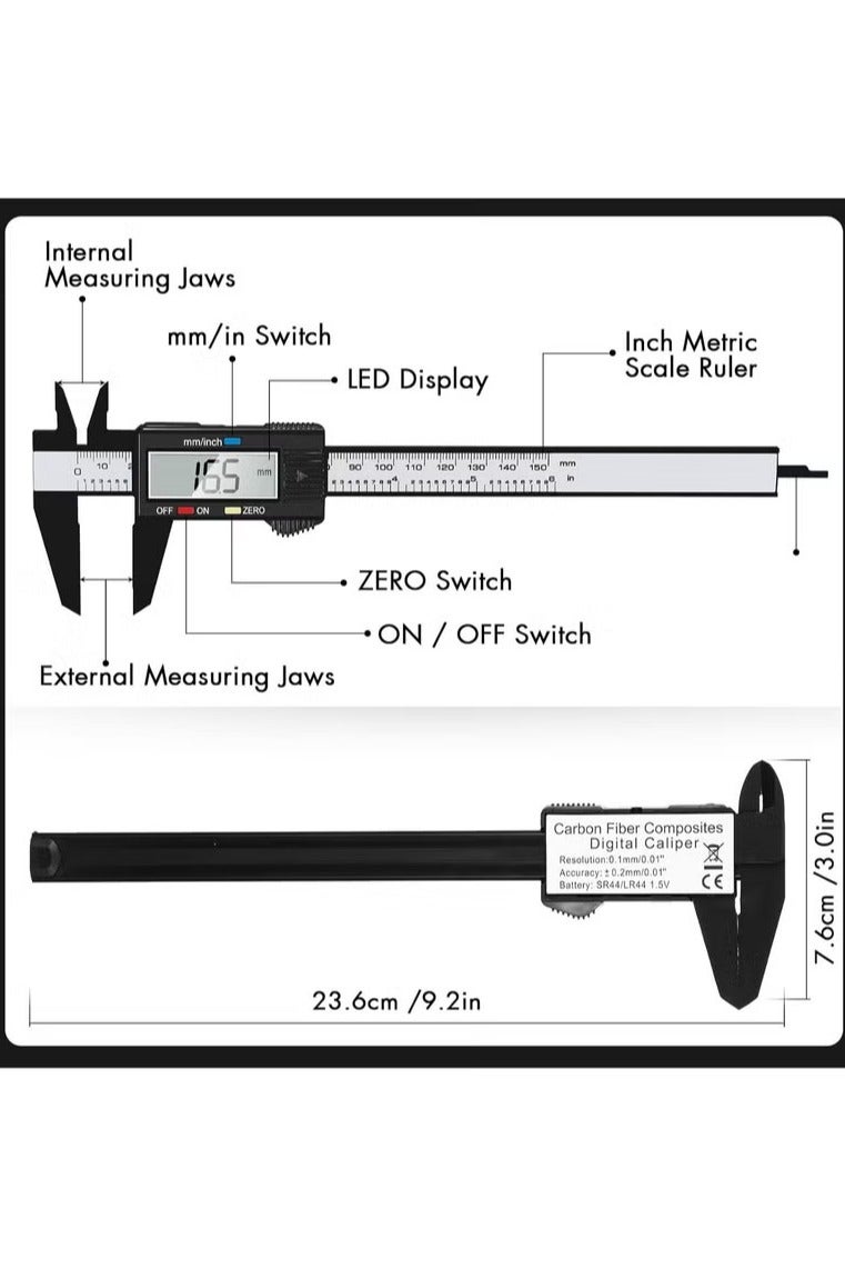 6 بوصة 150mm الإلكترونية الرقمية vernier كاليبر، مناسبة للاستخدام اليومي والمهني - Image 5