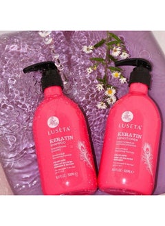 L LUSETA Luseta Keratin Shampoo and Conditioner Set Moisturizing Treatment for Dry Hair Smooth & Repair Damaged Hair for Women Sulfate Free 16.9 oz  - Image 4