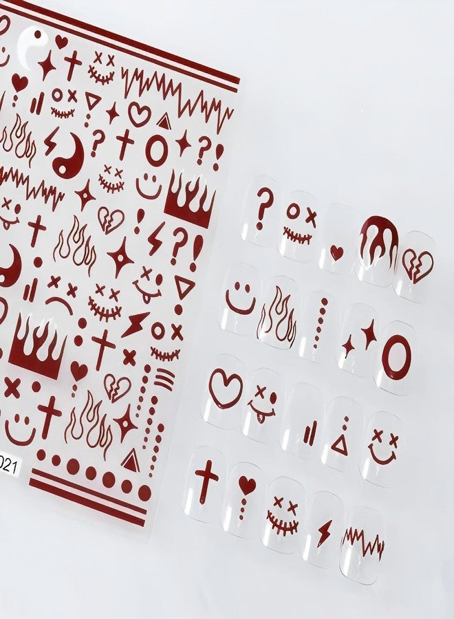 Dedyel 4 Colors ins Minimalist Style Nail Stickers, Simple Cat Love Stars Impressionist Drawing Line Stickers for Man Woman (4 Sheets)+Nail Sticker Specialized Tweezers - Image 3