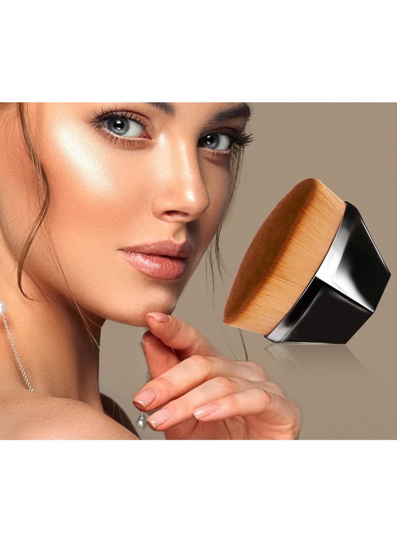 فرشاة مكياج أساس مسطحة الشكل كابوكي سداسية الشكل لوضع أحمر الخدود وفرشاة أساس سائل وبودرة سائلة لدمج مستحضرات التجميل السائلة والكريمية والبودرة المثالية - Image 2