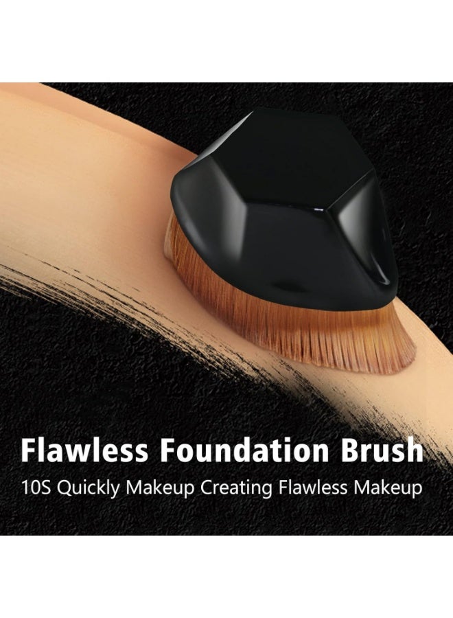 فرشاة مكياج أساس مسطحة الشكل كابوكي سداسية الشكل لوضع أحمر الخدود وفرشاة أساس سائل وبودرة سائلة لدمج مستحضرات التجميل السائلة والكريمية والبودرة المثالية - Image 5