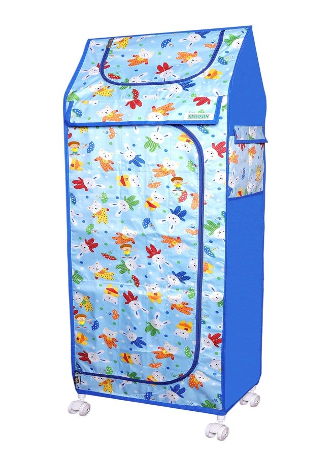 FLIPZON Baby Wardrobe Plastic Multipurpose 6 Shelve, Foldable, (Unbreakable Material) (Rabbit Pattern - Sky Blue) - Image 4