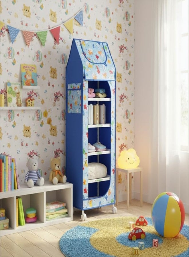 FLIPZON Baby Wardrobe Plastic Multipurpose 6 Shelve, Foldable, (Unbreakable Material) (Rabbit Pattern - Sky Blue) - Image 3