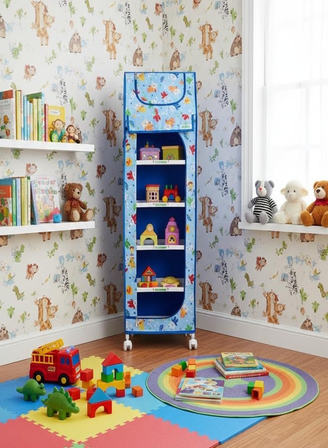 FLIPZON Baby Wardrobe Plastic Multipurpose 6 Shelve, Foldable, (Unbreakable Material) (Rabbit Pattern - Sky Blue) - Image 5