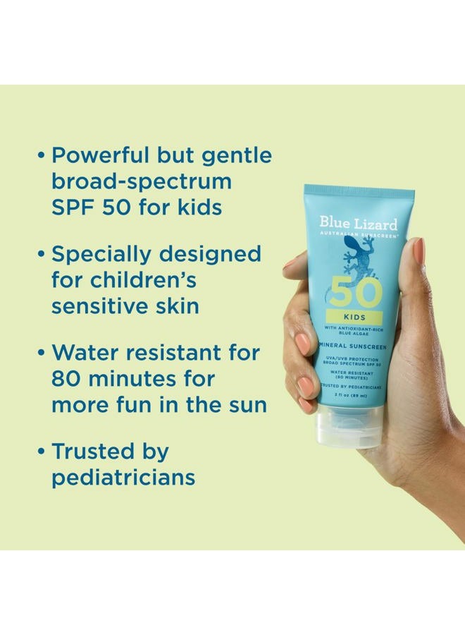 Blue Lizard Kids Mineral SPF 50 Sunscreen Lotion, 100% Mineral, Children's Sunscreen, Water-Resistant Formula, Paraben-Free, Fragrance-Free, 3 fl oz - Image 2