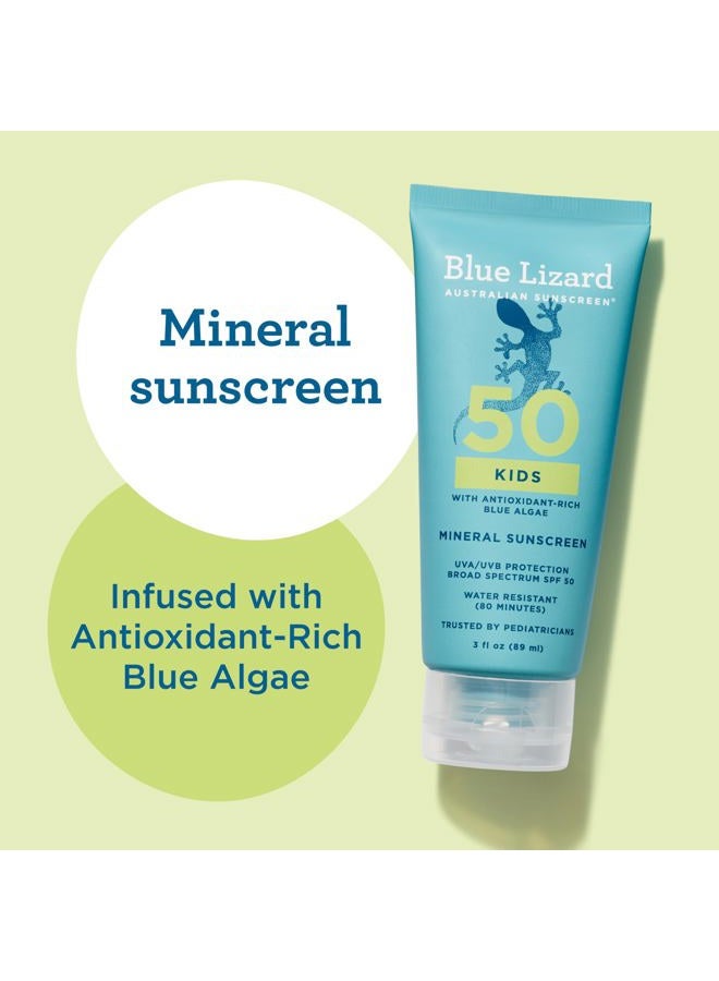 Blue Lizard Kids Mineral SPF 50 Sunscreen Lotion, 100% Mineral, Children's Sunscreen, Water-Resistant Formula, Paraben-Free, Fragrance-Free, 3 fl oz - Image 4