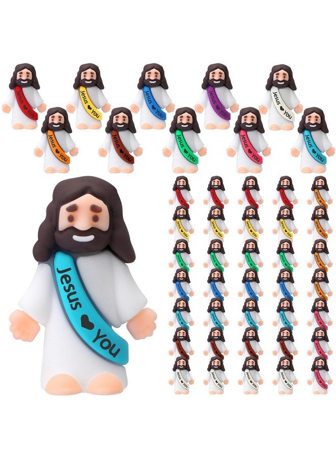 Bememo 50 Mini Jesus Figures - Easter Jesus Loves You Toys for Hide and Seek, Sunday School, Religious Party Favors & Gift for Easter Egg Stuffers (Multicolor) - Image 1