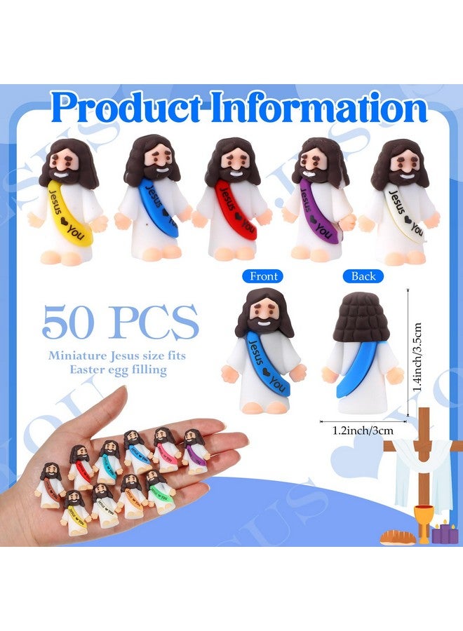 Bememo 50 Mini Jesus Figures - Easter Jesus Loves You Toys for Hide and Seek, Sunday School, Religious Party Favors & Gift for Easter Egg Stuffers (Multicolor) - Image 2