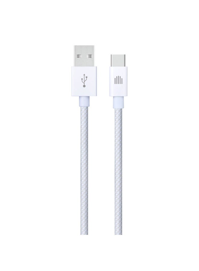 Dviced Cable USB-A to USB-C Nylon Textile 1,25m - White - Image 1